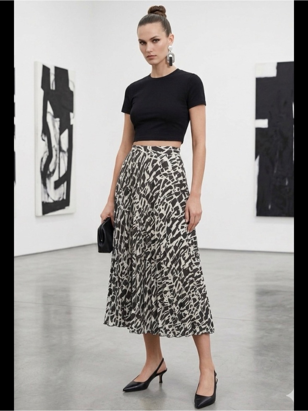 Anthropologie Maeve Heidi Accordion Pleated Glowy Boho Abstract Midi Skirt S